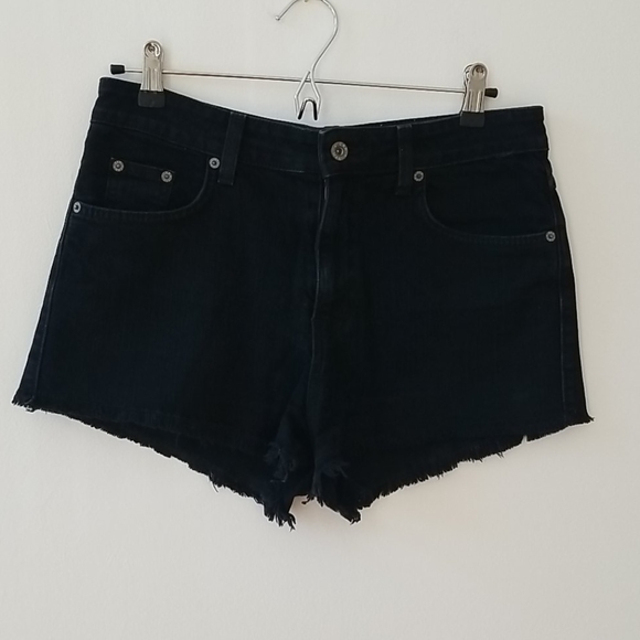 High Waist Black Jeans Short - Picture 1 of 7